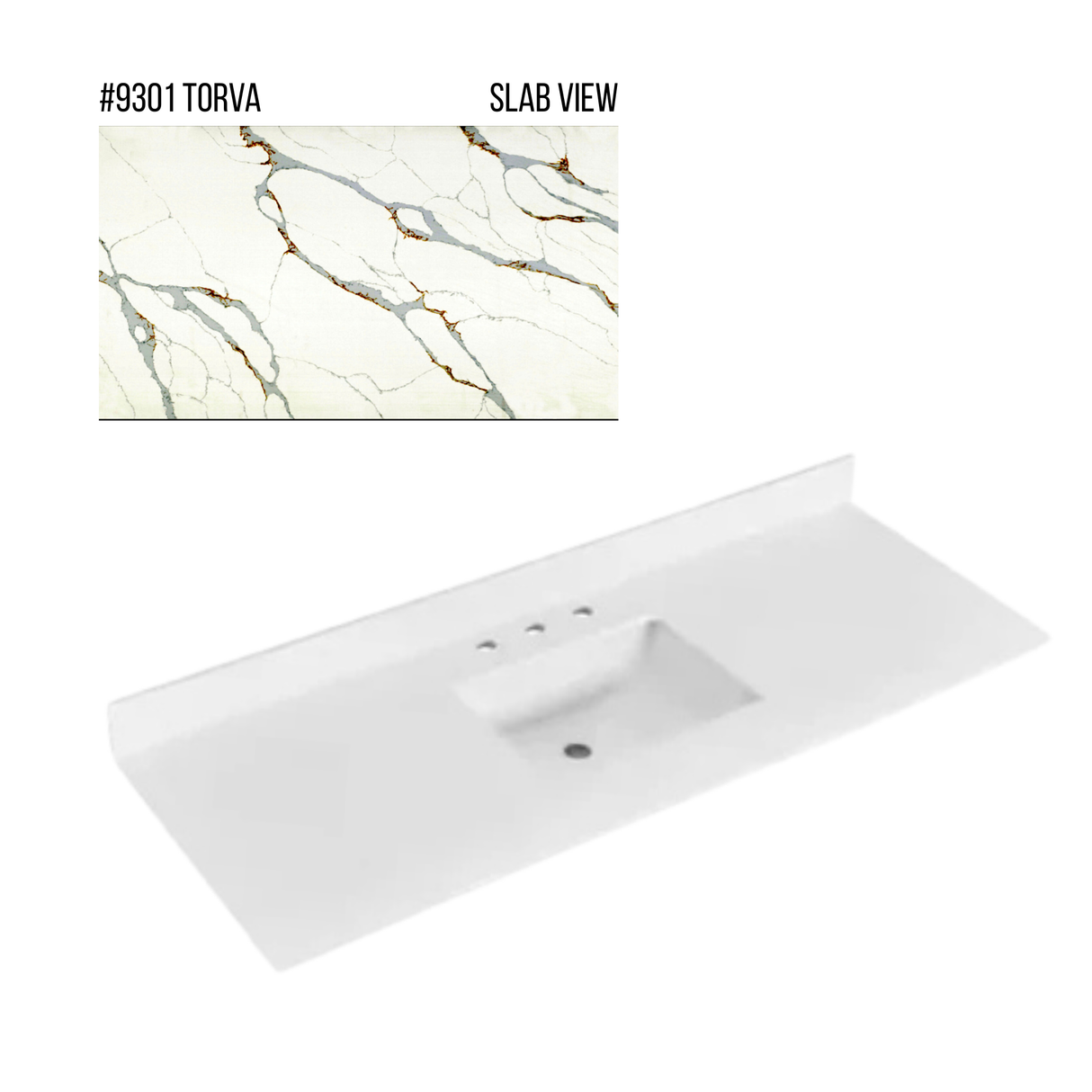 New England Home Goods 61" x 22" Quartz Vanity Top with Blacksplash