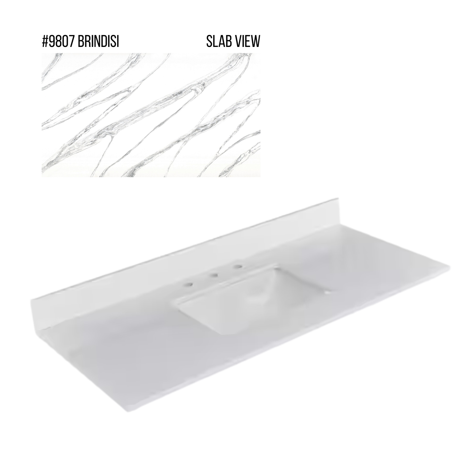New England Home Goods 49" x 22" Quartz Vanity Top with Blacksplash