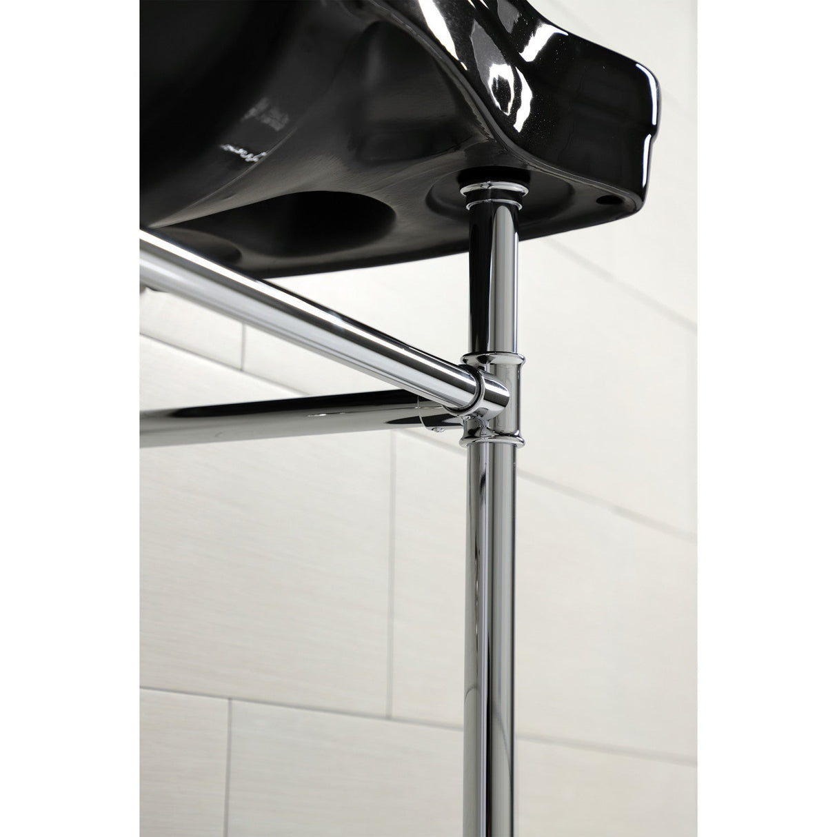 Imperial VPB136K1ST Vitreous China Console Sink, Black/Polished Chrome