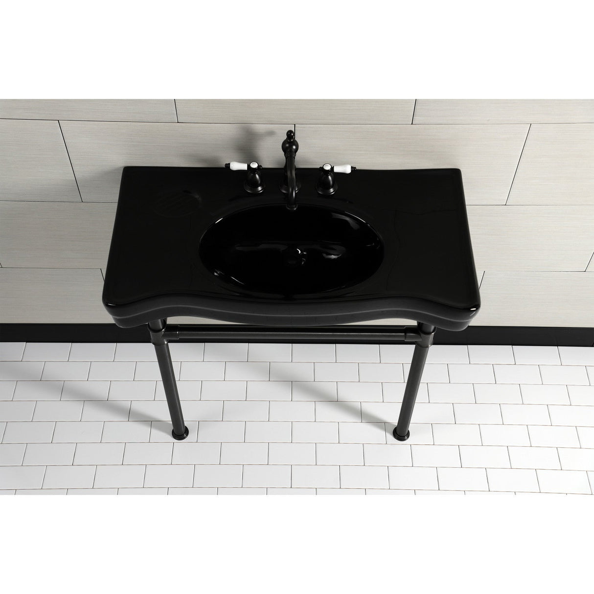 Imperial VPB136K5ST Vitreous China Console Sink, Black/Oil Rubbed Bronze