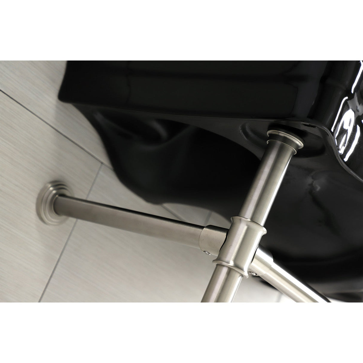 Imperial VPB136K8ST Vitreous China Console Sink, Black/Brushed Nickel