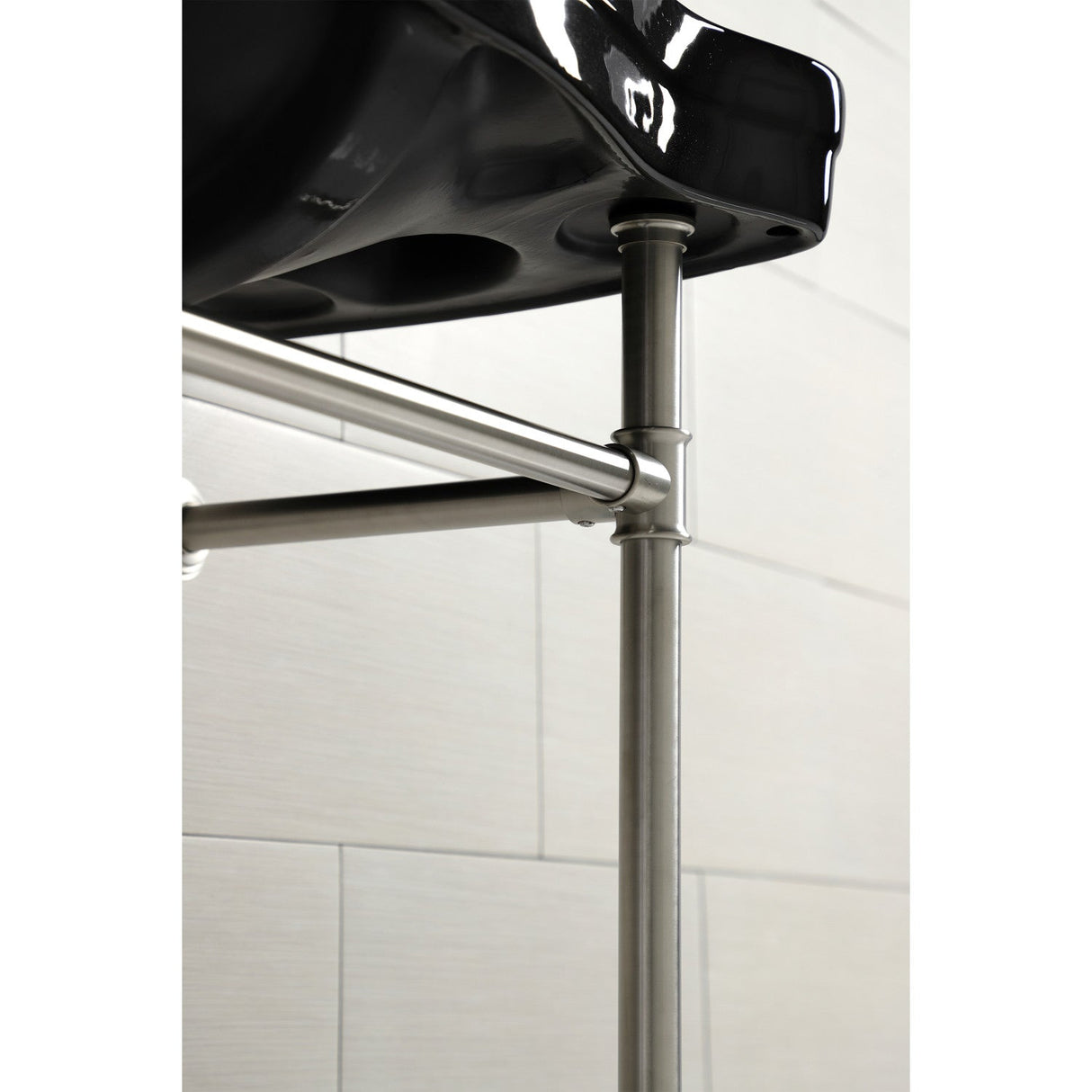 Imperial VPB136K8ST Vitreous China Console Sink, Black/Brushed Nickel