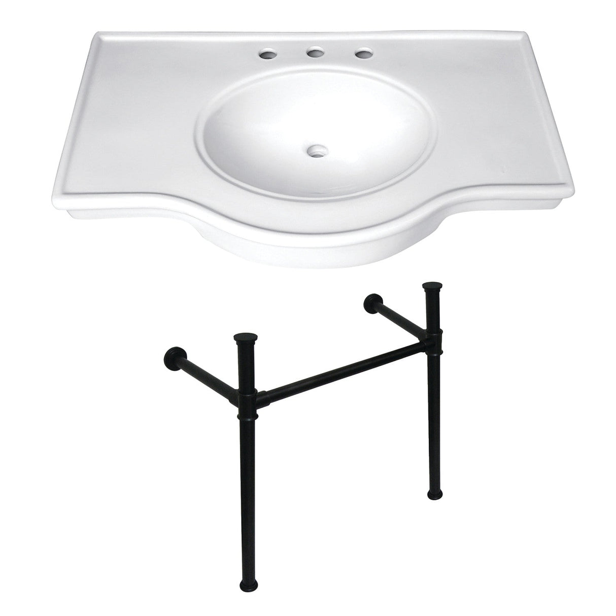 Templeton VPB1375ST Console Sink, White/Oil Rubbed Bronze