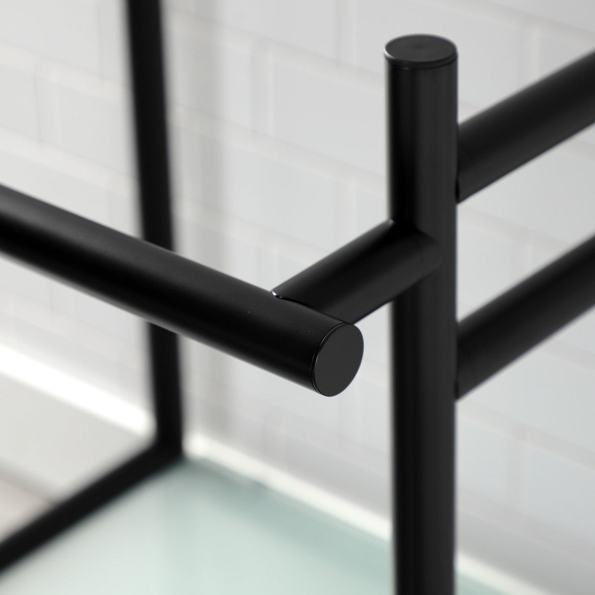 Fauceture VPB2216300 Console Sink Base with Glass Shelf, Frosted Glass/Matte Black