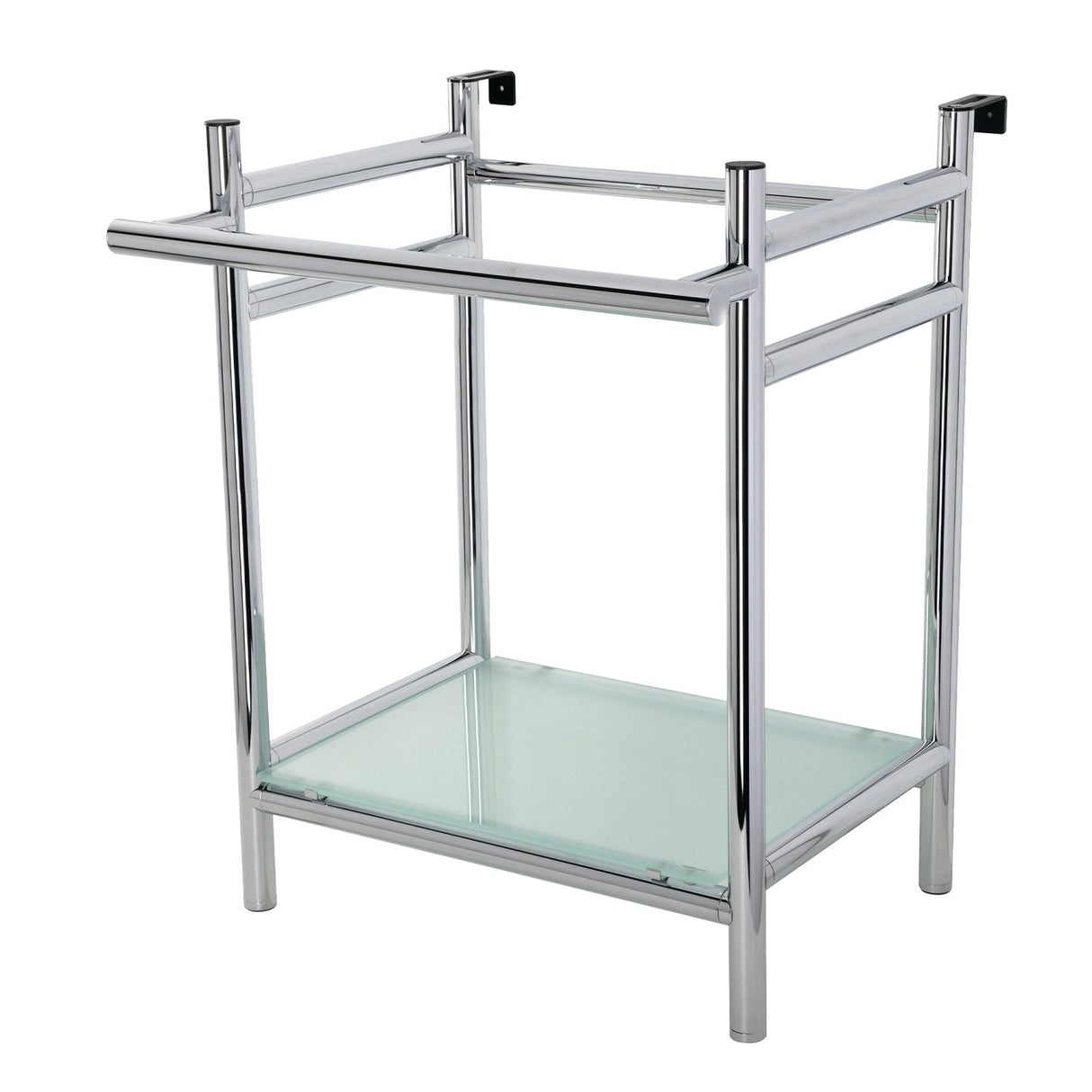 Fauceture VPB2216301 Console Sink Base with Glass Shelf, Frosted Glass/Polished Chrome