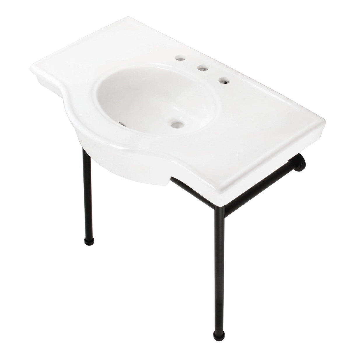 Manchester VPB28140W8MB 37-Inch Console Sink with Stainless Steel Legs (8-Inch, 3 Hole), White/Matte Black