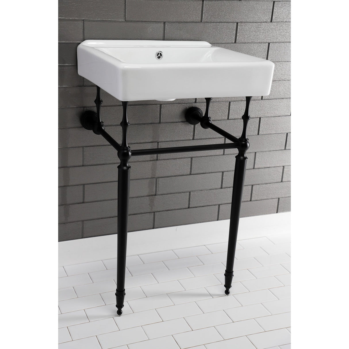Edwardian VPB30160 Brass Console Sink Legs, Matte Black
