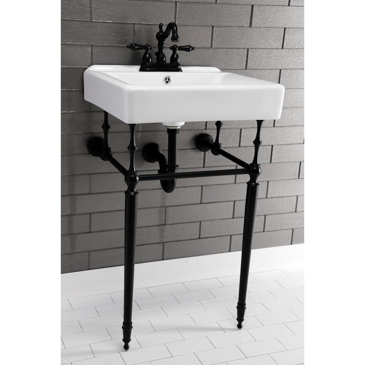 Edwardian VPB30160 Brass Console Sink Legs, Matte Black