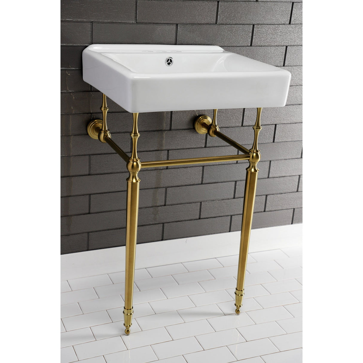 Edwardian VPB30167 Brass Console Sink Legs, Brushed Brass