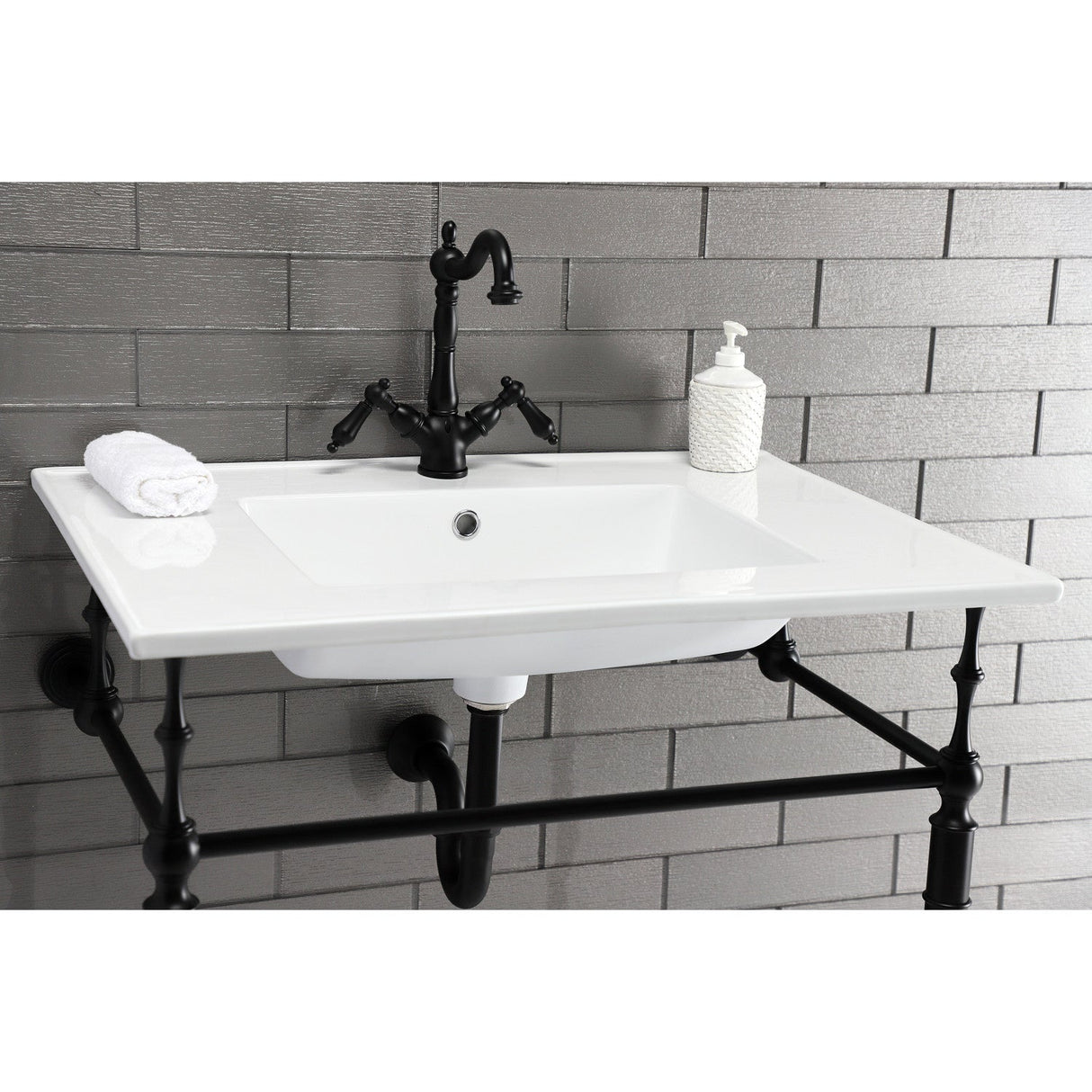 Edwardian VPB33280 Brass Console Sink Legs, Matte Black