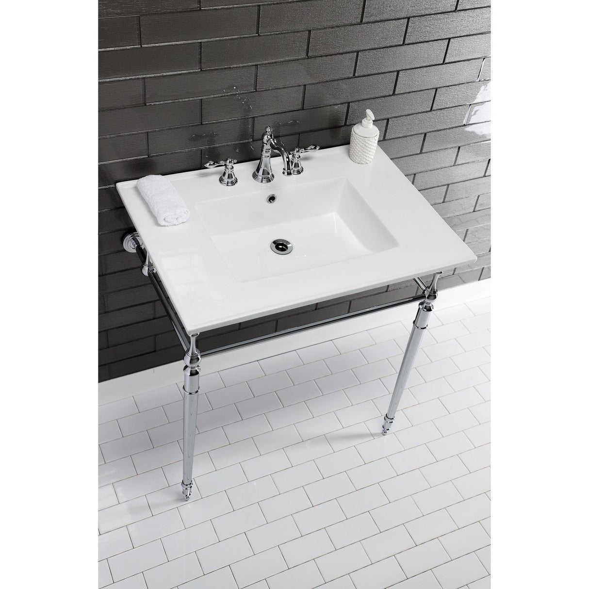 Edwardian VPB33281 Brass Console Sink Legs, Polished Chrome