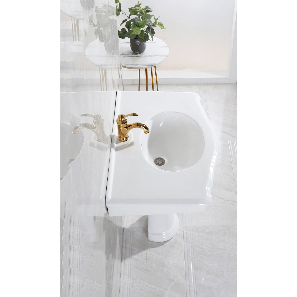 Sovereign VPB3510 35-Inch Ceramic Pedestal Sink (Single Hole), Glossy White