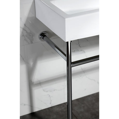 New Haven VPB3917H1ST 39-Inch Console Sink with Stainless Steel Legs, White/Polished Chrome