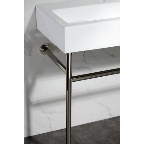 New Haven VPB3917W6ST 39-Inch Console Sink with Stainless Steel Legs  (8" Centers), White/Polished Nickel