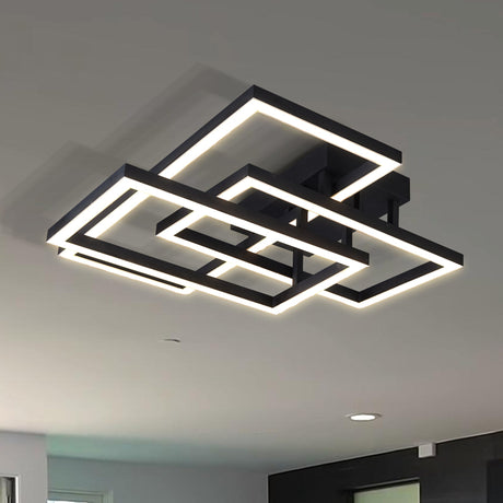 VONN Radium VRCF49103BL 28" ETL Certified Integrated LED Ceiling Lighting Rectangular Semi Flush in Black