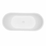 Arcticstone VRTDS673026WG 67-Inch Double Slipper Solid Surface Pedestal Tub with Drain, Glossy White/Matte Gray