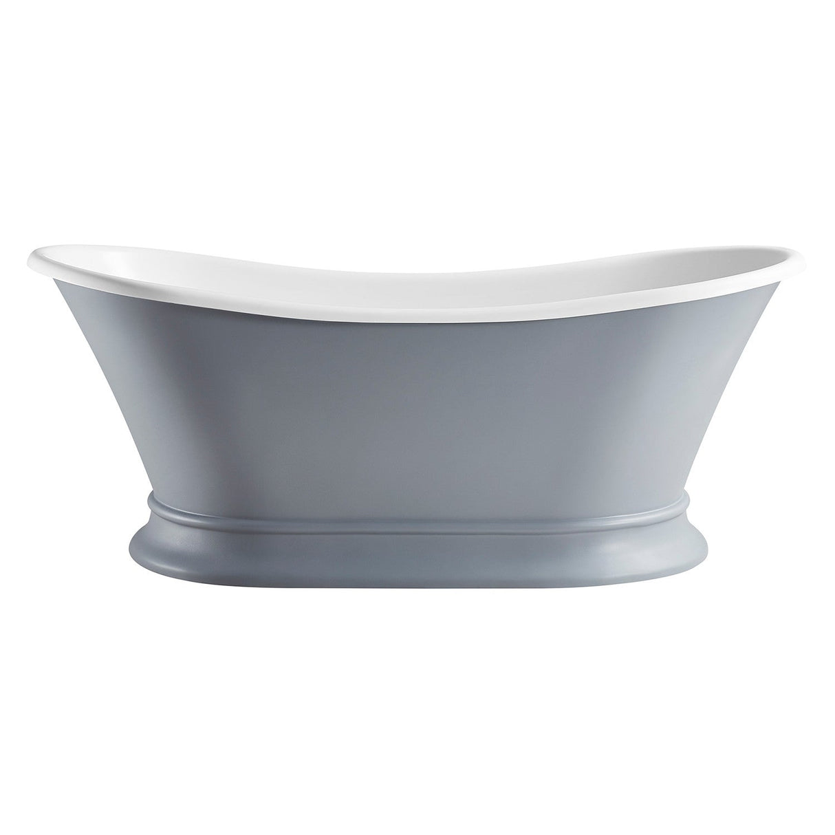 Arcticstone VRTDS683027WG 67-Inch Solid Surface White Stone Pedestal Tub with Drain, Matte Gray/Glossy White