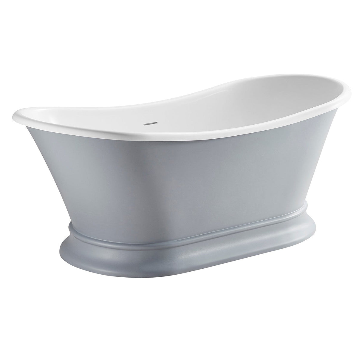 Arcticstone VRTDS683027WG 67-Inch Solid Surface White Stone Pedestal Tub with Drain, Matte Gray/Glossy White