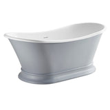 Arcticstone VRTDS683027WG 67-Inch Solid Surface White Stone Pedestal Tub with Drain, Matte Gray/Glossy White
