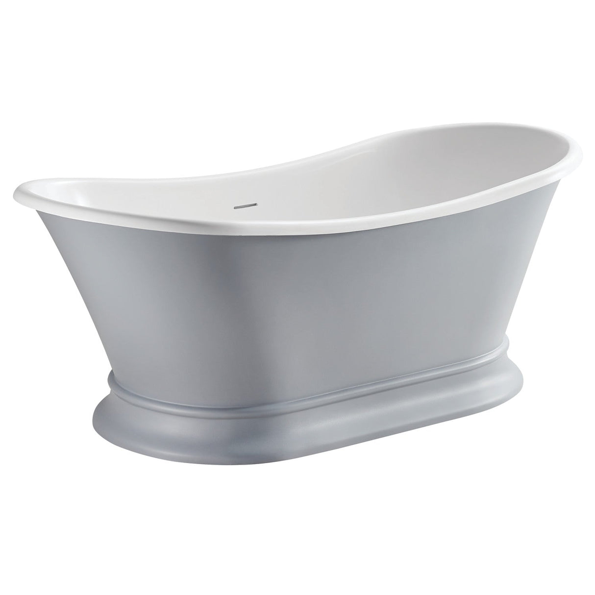Arcticstone VRTDS683027WG 67-Inch Solid Surface White Stone Pedestal Tub with Drain, Matte Gray/Glossy White