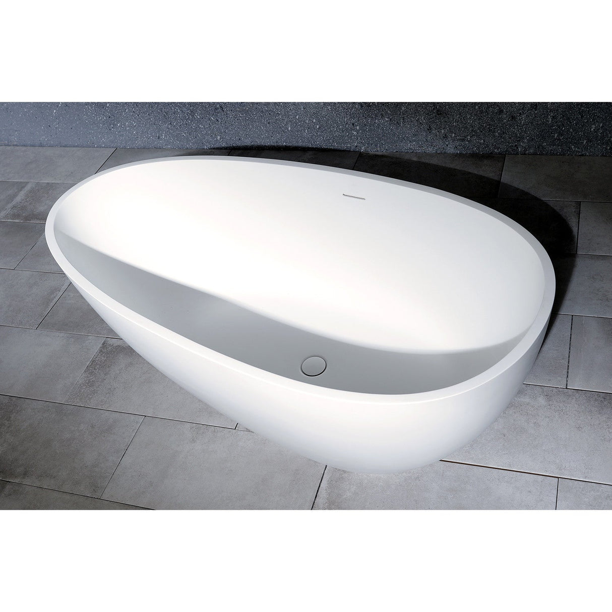 Arcticstone VRTRS593021 59-Inch Solid Surface White Stone Freestanding Tub with Drain, Matte White