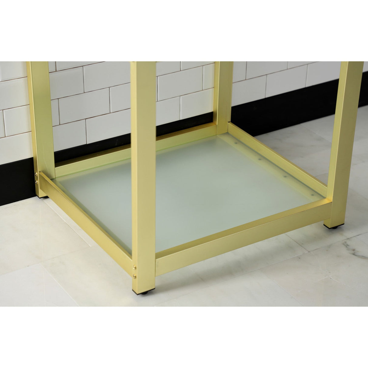 Kingston Commercial VSP2522B7 Steel Console Sink Base with Glass Shelf, Frosted Glass/Brushed Brass
