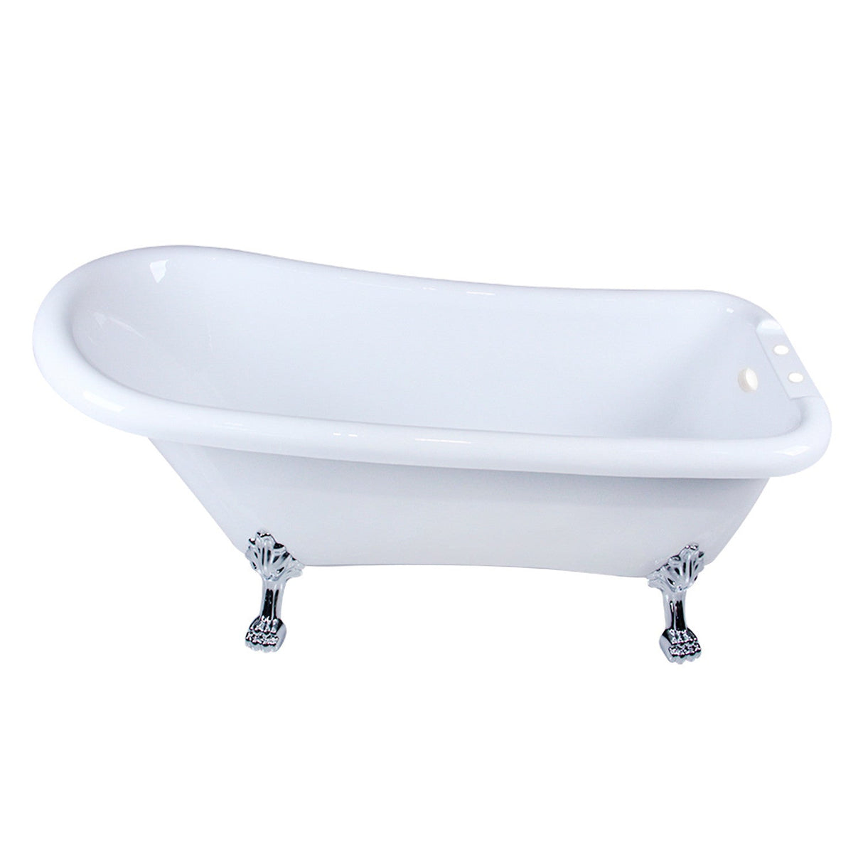 Aqua Eden VT7DE672826WAC1 67-Inch Acrylic Single Slipper Clawfoot Tub with 7-Inch Faucet Drillings, White/Polished Chrome