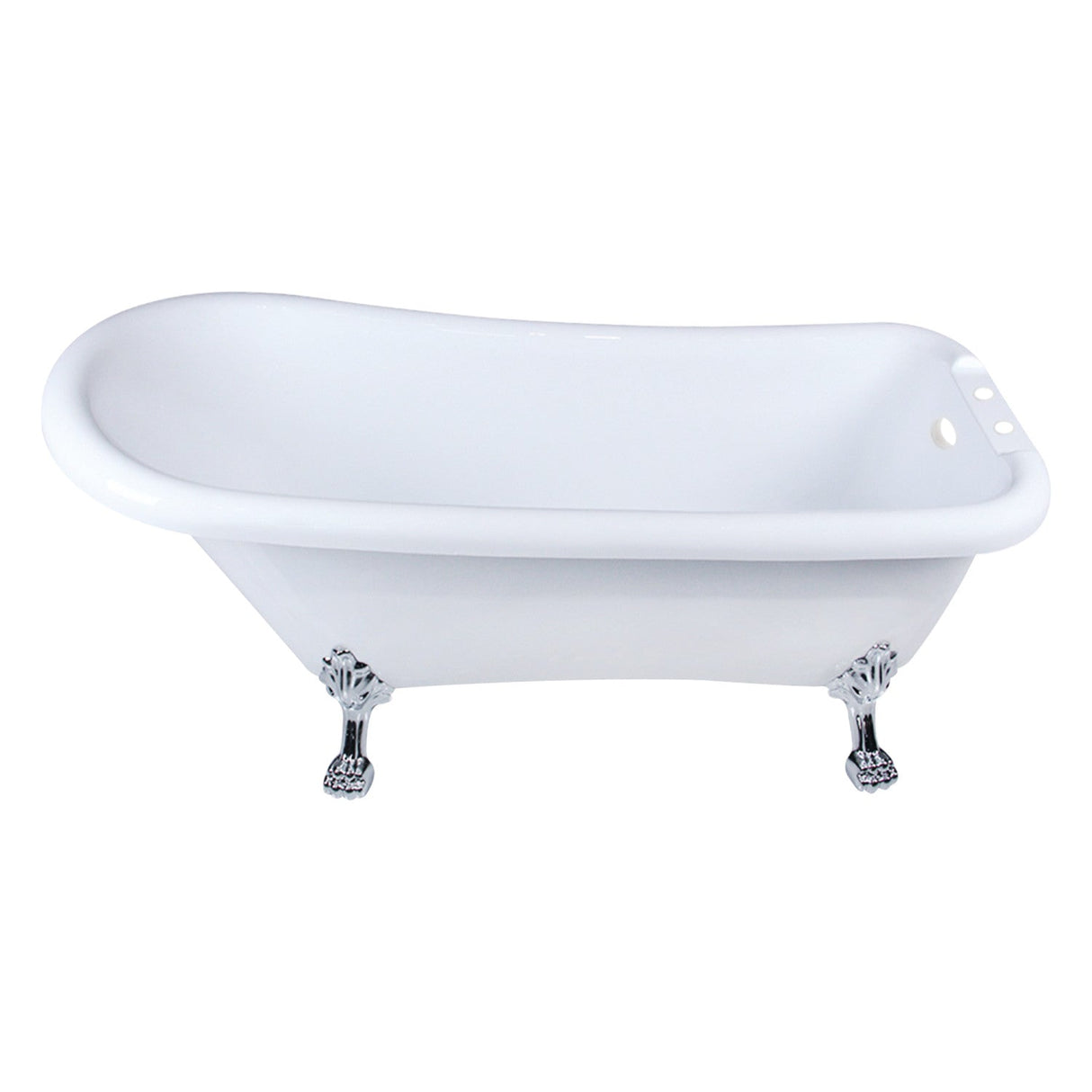 Aqua Eden VT7DE672826WAC1 67-Inch Acrylic Single Slipper Clawfoot Tub with 7-Inch Faucet Drillings, White/Polished Chrome