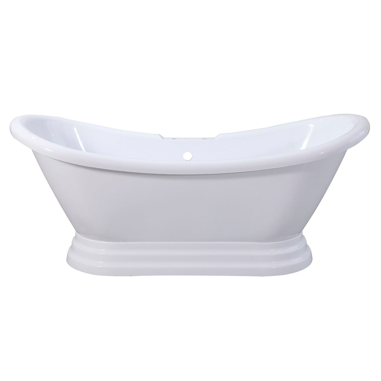 Aqua Eden VT7DS692828PBA 69-Inch Acrylic Double Slipper Pedestal Tub with 7-Inch Faucet Drillings, Glossy White