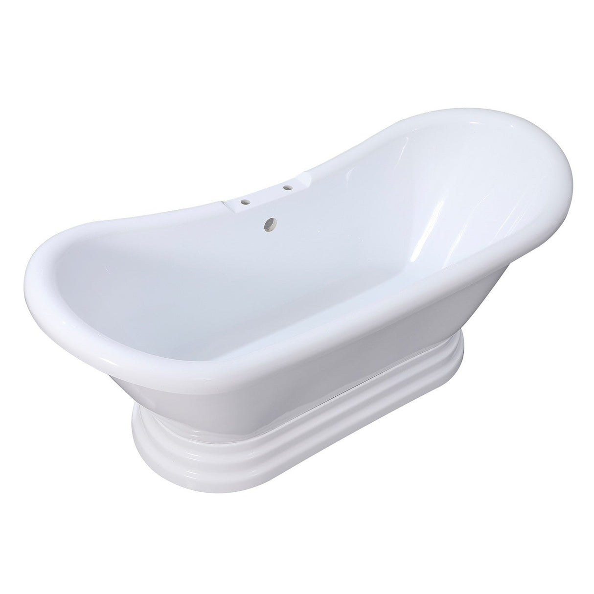 Aqua Eden VT7DS692828PBA 69-Inch Acrylic Double Slipper Pedestal Tub with 7-Inch Faucet Drillings, Glossy White