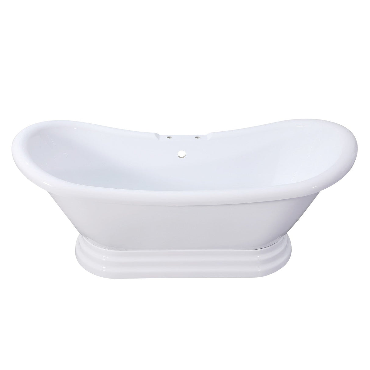 Aqua Eden VT7DS692828PBA 69-Inch Acrylic Double Slipper Pedestal Tub with 7-Inch Faucet Drillings, Glossy White