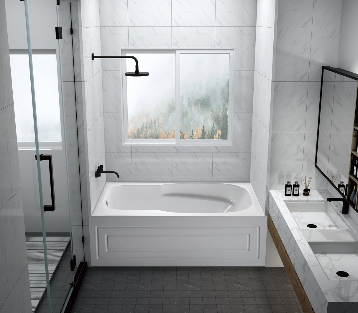 Aqua Eden VTAM6031L21B 60-Inch Anti-Skid Acrylic 3-Wall Alcove Tub with Arm Rest Left Hand Drain Hole, White