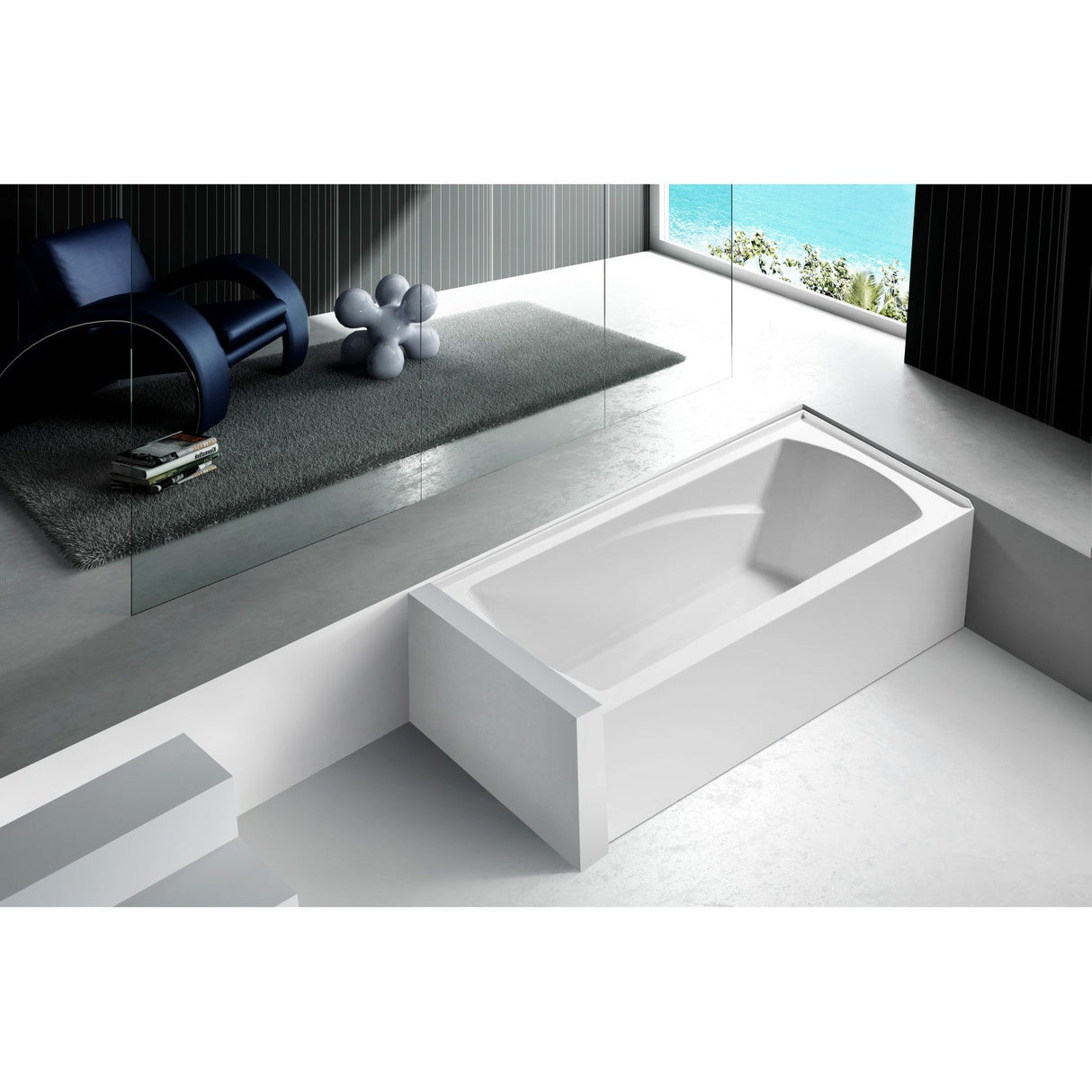 Aqua Eden VTAM6032L21 60-Inch Acrylic 3-Wall Alcove Tub with Left Hand Drain Hole, White