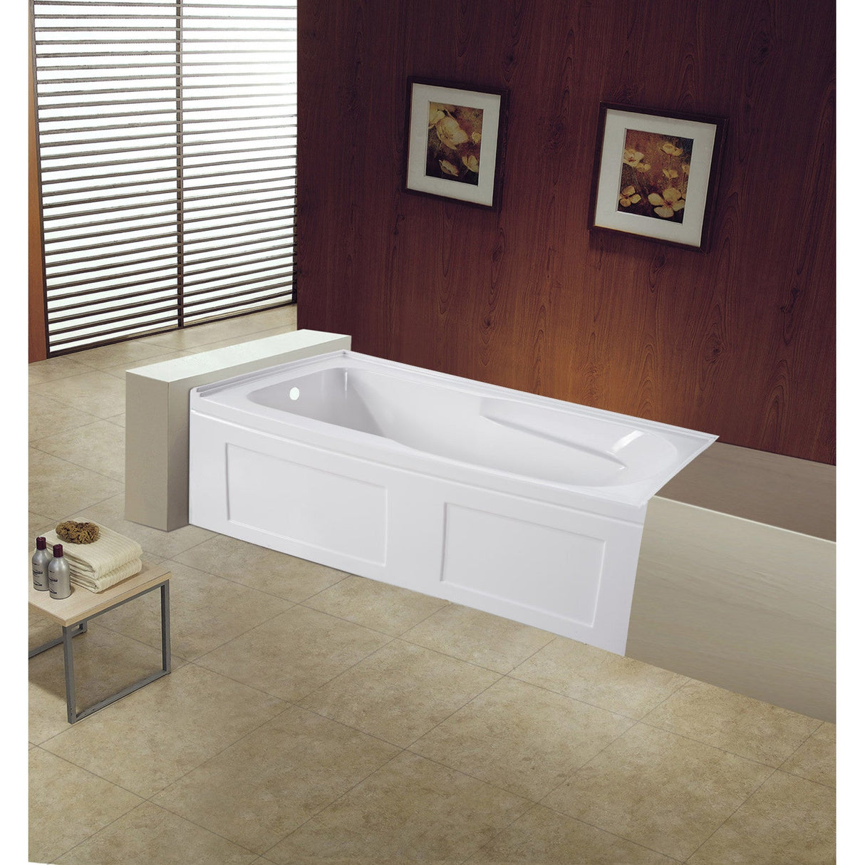 Aqua Eden VTAP603220CL 60-Inch Acrylic Anti-Skid 3-Wall Alcove Tub with Left Hand Drain Hole, White