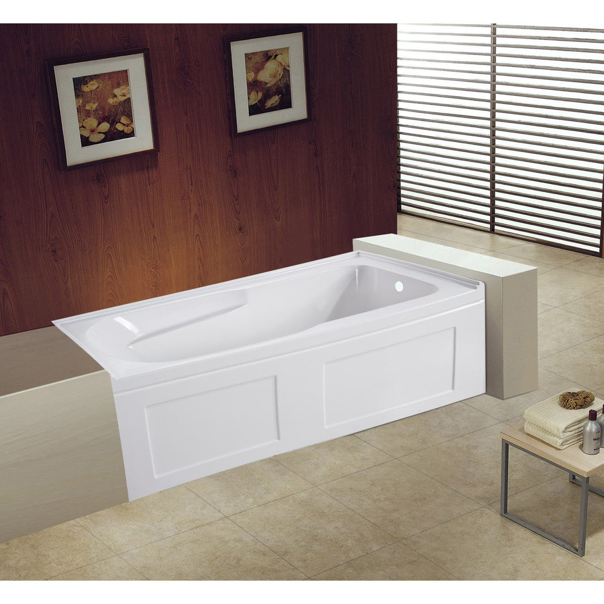 Aqua Eden VTAP603220CR 60-Inch Acrylic Anti-Skid 3-Wall Alcove Tub with Right Hand Drain Hole, White