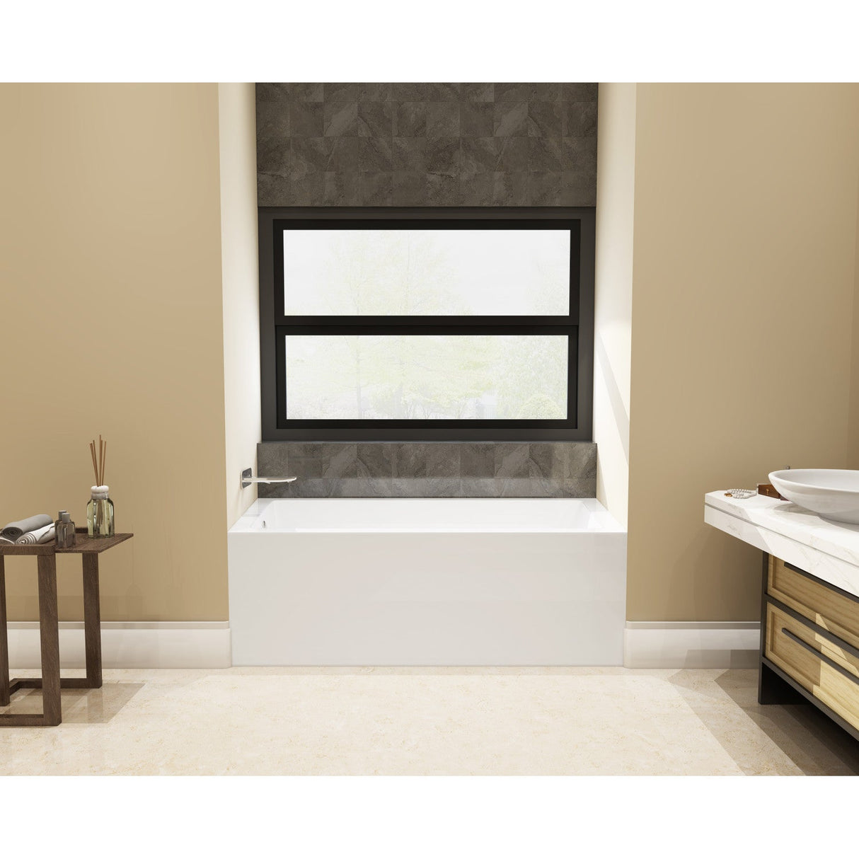 Aqua Eden VTAP603622L 60-Inch Acrylic 3-Wall Alcove Tub with Left Hand Drain Hole, White