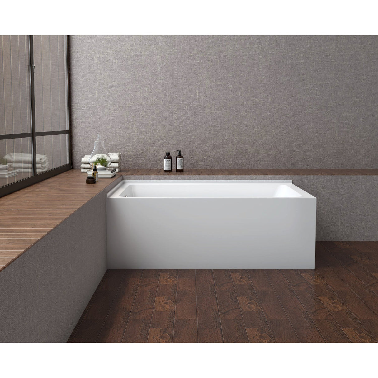 Aqua Eden VTAP6036L22TS 60-Inch Acrylic 2-Wall Corner Alcove Tub with Left Hand Drain Hole, White