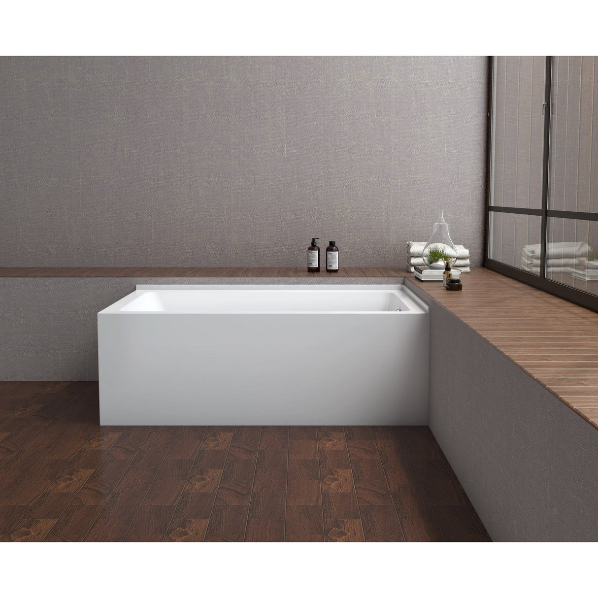 Aqua Eden VTAP6036R22TS 60-Inch Acrylic 2-Wall Corner Alcove Tub with Right Hand Drain Hole, White