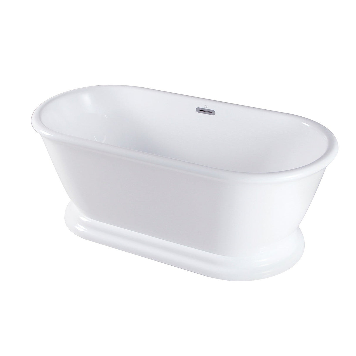 Aqua Eden VTDE602824 60-Inch Acrylic Double Ended Pedestal Tub with Square Overflow and Pop-Up Drain, White