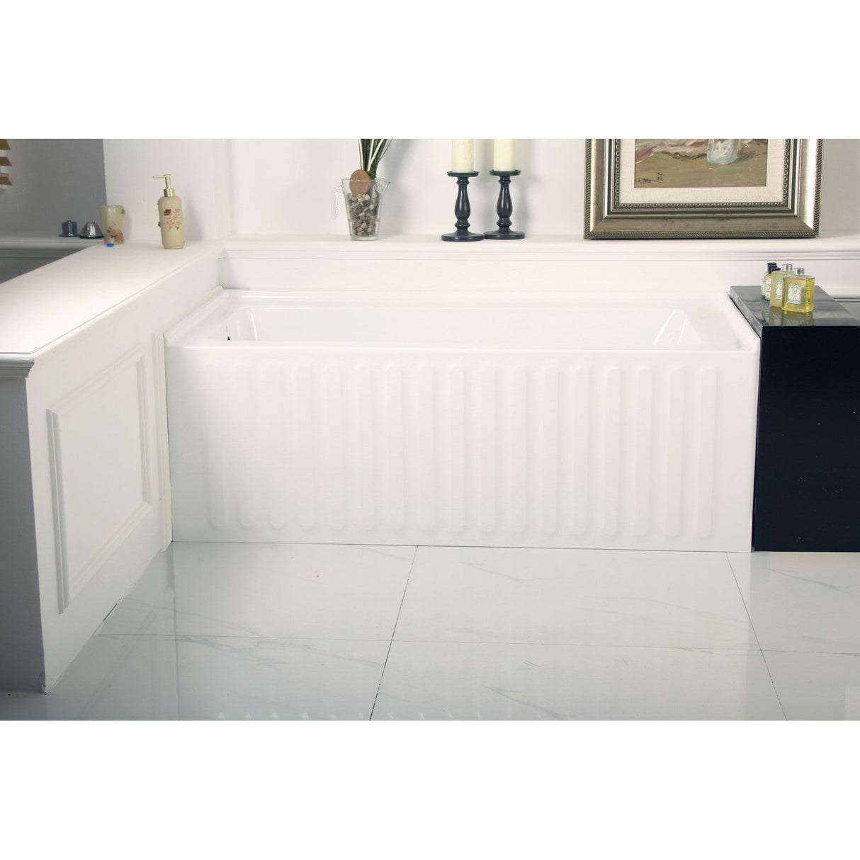 Aqua Eden VTDE603121L 60-Inch Acrylic 3-Wall Alcove Tub with Left Hand Drain Hole, White