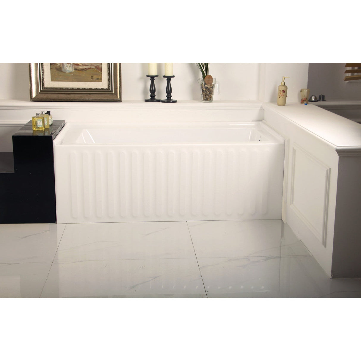 Aqua Eden VTDE603121R 60-Inch Acrylic 3-Wall Alcove Tub with Right Hand Drain Hole, White