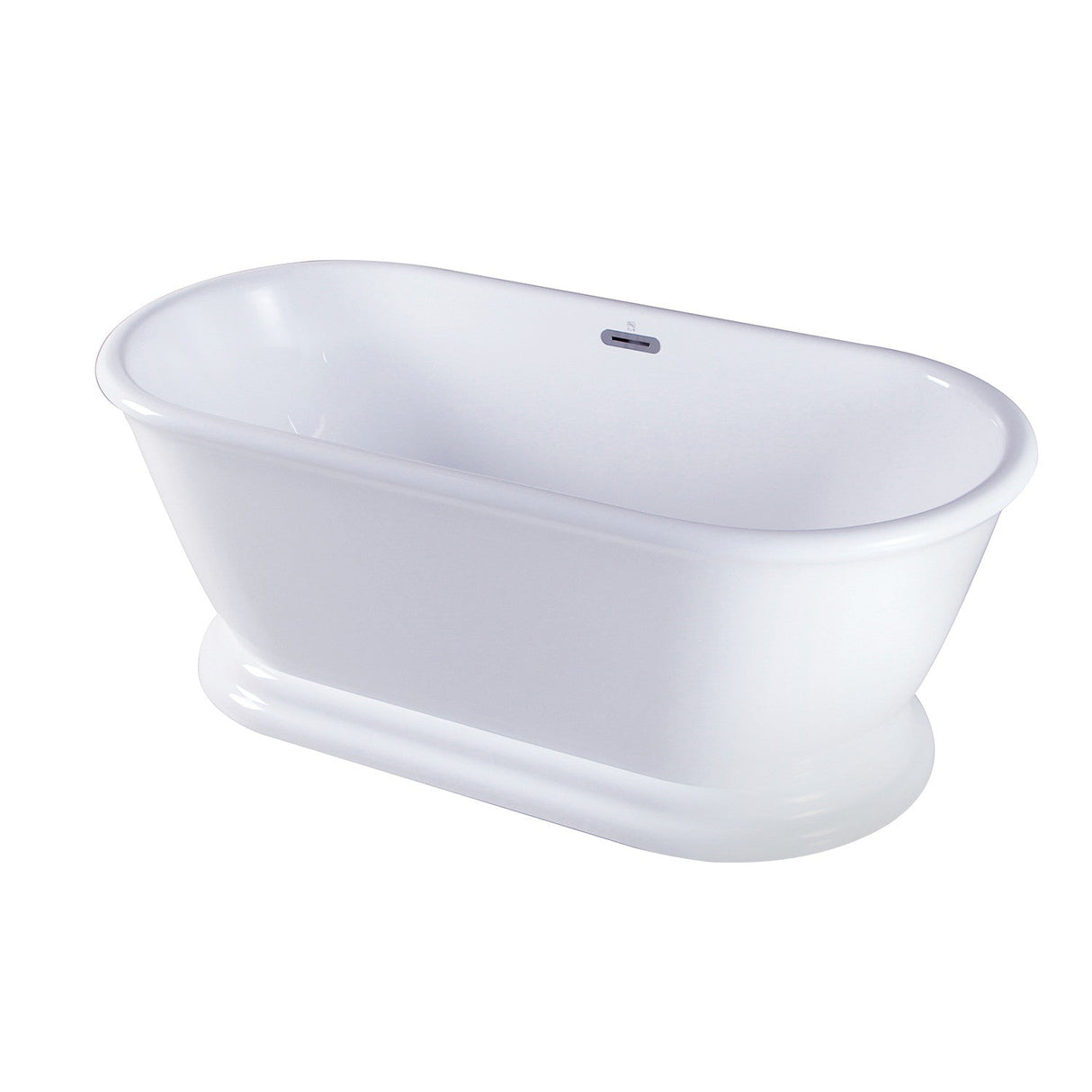 Aqua Eden VTDE663124 66-Inch Acrylic Double Ended Pedestal Tub with Square Overflow and Pop-Up Drain, White