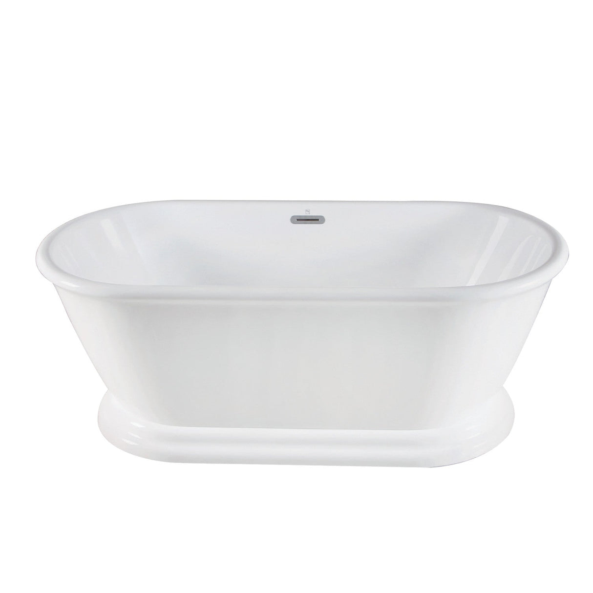 Aqua Eden VTDE663124 66-Inch Acrylic Double Ended Pedestal Tub with Square Overflow and Pop-Up Drain, White