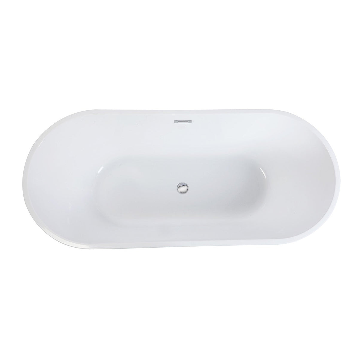 Aqua Eden VTDE713223T 71-Inch Acrylic Freestanding Tub with Center Drain Hole, Glossy White
