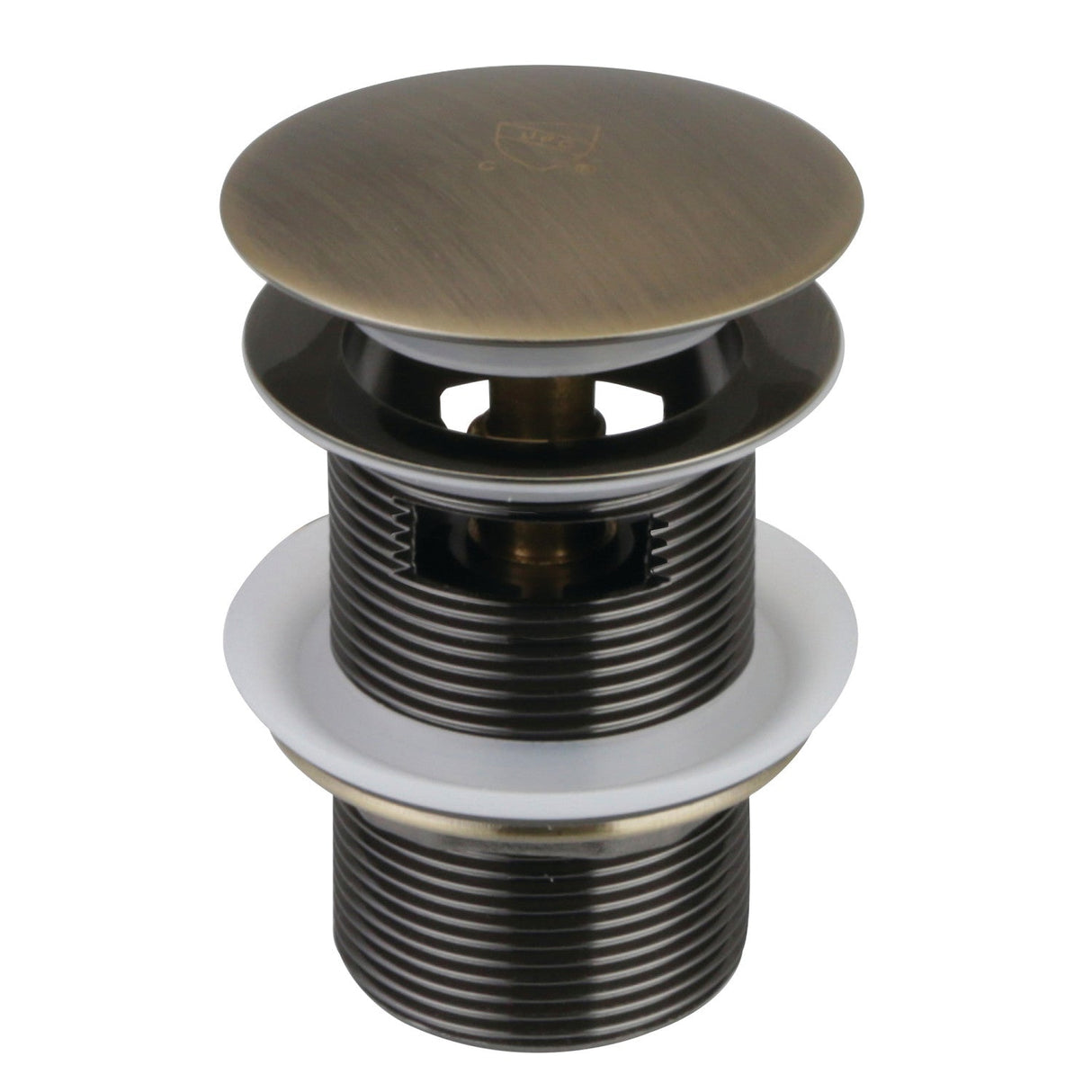 Trimscape VTDESHOEAB Brass Toe Touch Tub Drain Shoe with Overflow, Antique Brass