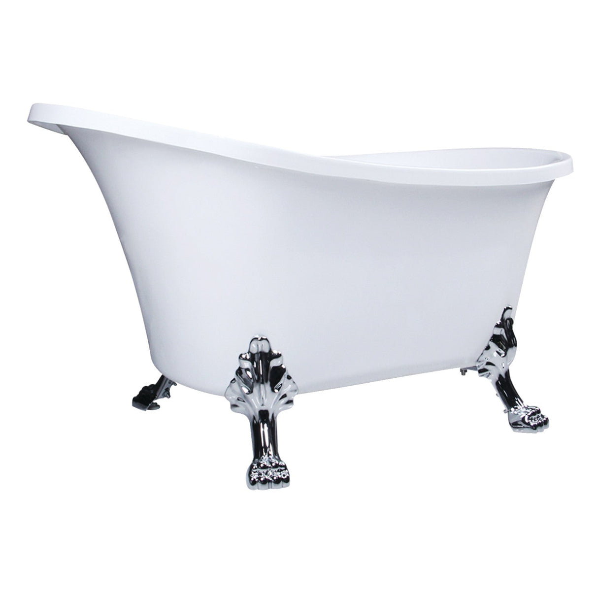 Aqua Eden VTND512824WAC1 51-Inch Acrylic Single Slipper Clawfoot Tub (No Faucet Drillings), White/Polished Chrome
