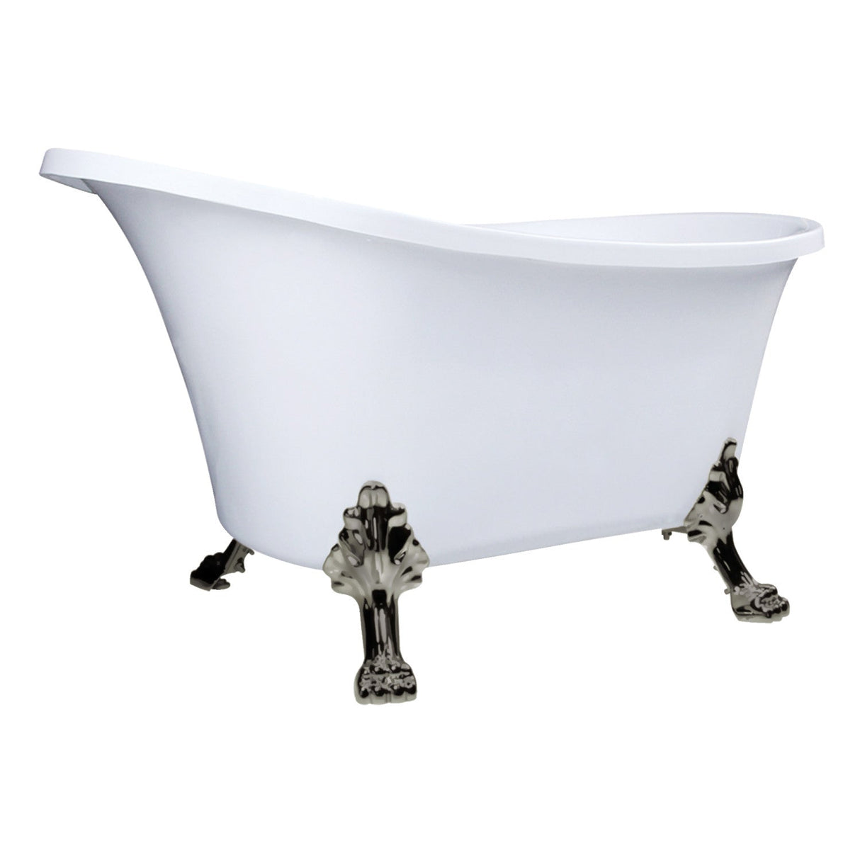 Aqua Eden VTND512824WAC8 51-Inch Acrylic Single Slipper Clawfoot Tub (No Faucet Drillings), White/Brushed Nickel