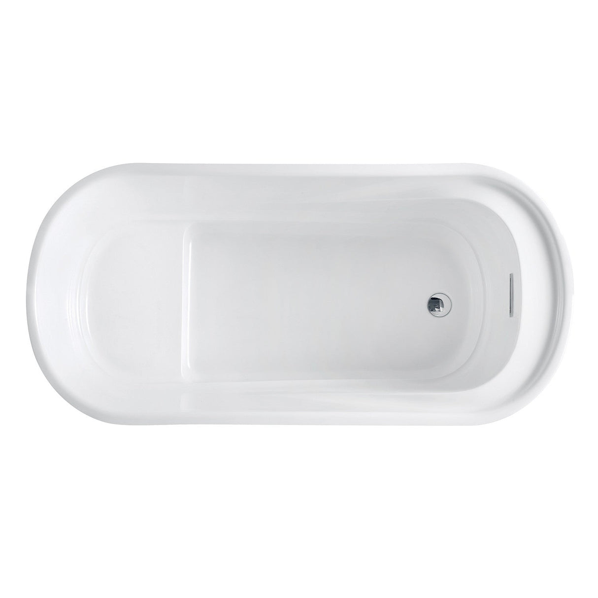 Aqua Eden VTOV512925S 51-Inch Acrylic Freestanding Tub with Drain and Integrated Seat, Glossy White