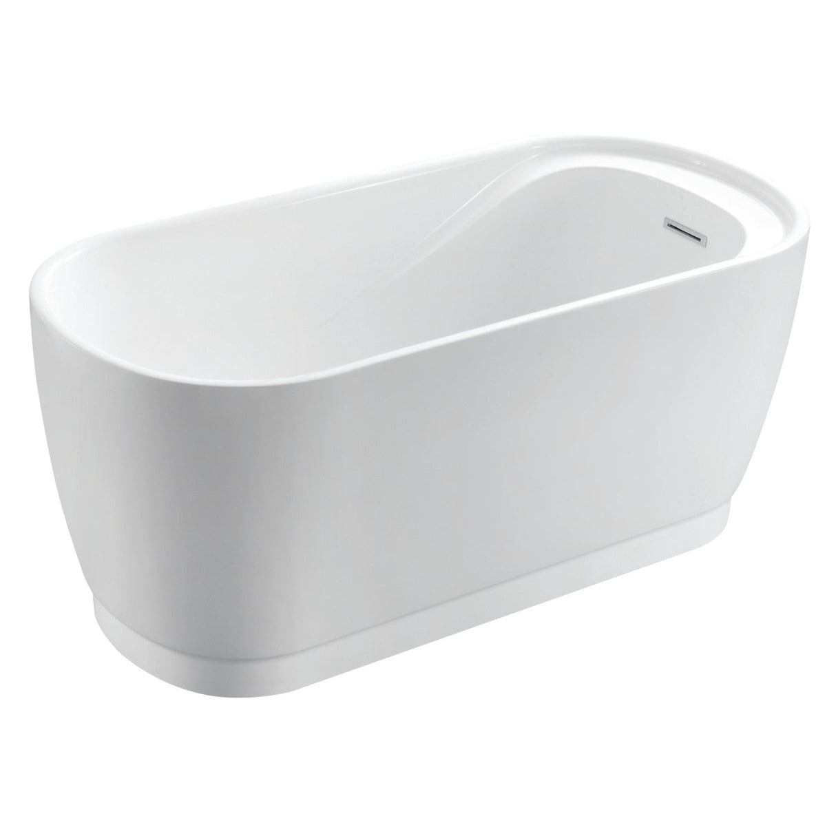 Aqua Eden VTOV512925S 51-Inch Acrylic Freestanding Tub with Drain and Integrated Seat, Glossy White