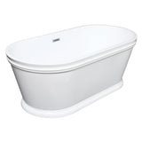 Aqua Eden VTPDE602922 60-Inch Acrylic Double Ended Pedestal Tub with Drain (No Faucet Drillings), Glossy White